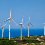 Wind generator turbines. Crete island, Greece